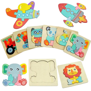 ของเล่นไม้ปลอดภัยเสริมทักษะสำหรับเด็ก 1-3 ขวบ จิ๊กซอว์ไม้ 3D หนาพิเศษ 9มม. ✨ตัวต่อไม้จิ๊กซอว์ เสริมทักษะสมอง