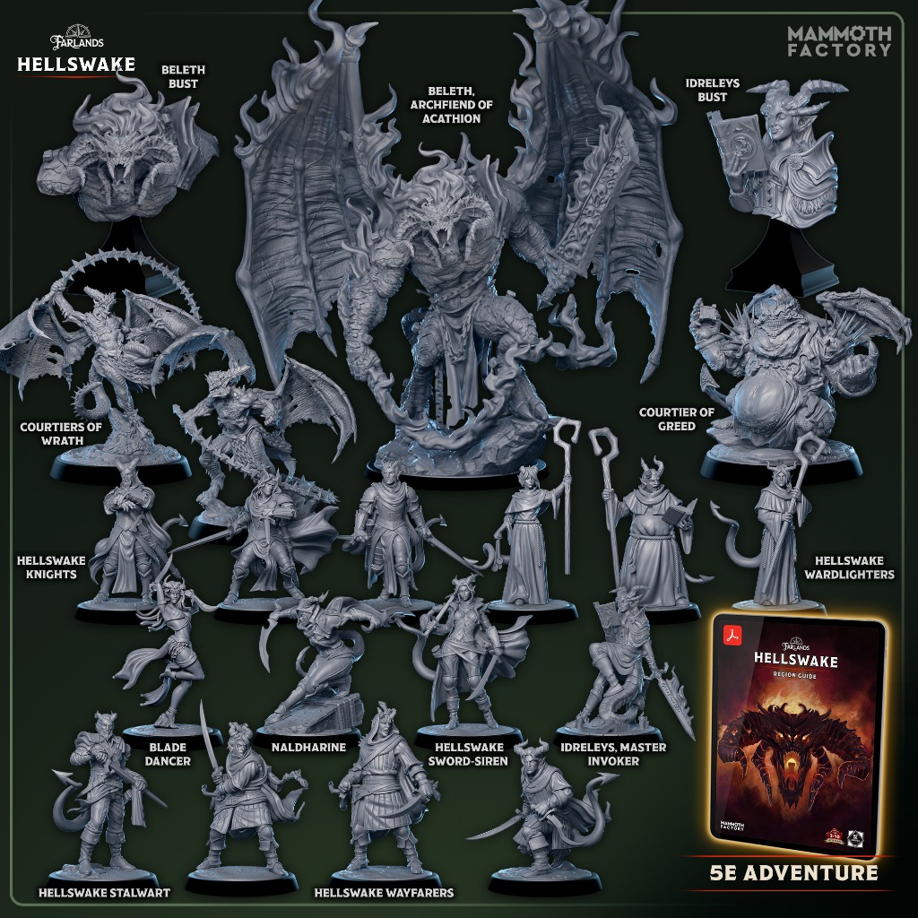Hellswake - Farlands งาน Resin D&D DnD Miniature Model สำหรับ Tabletop ตั้งโชว์