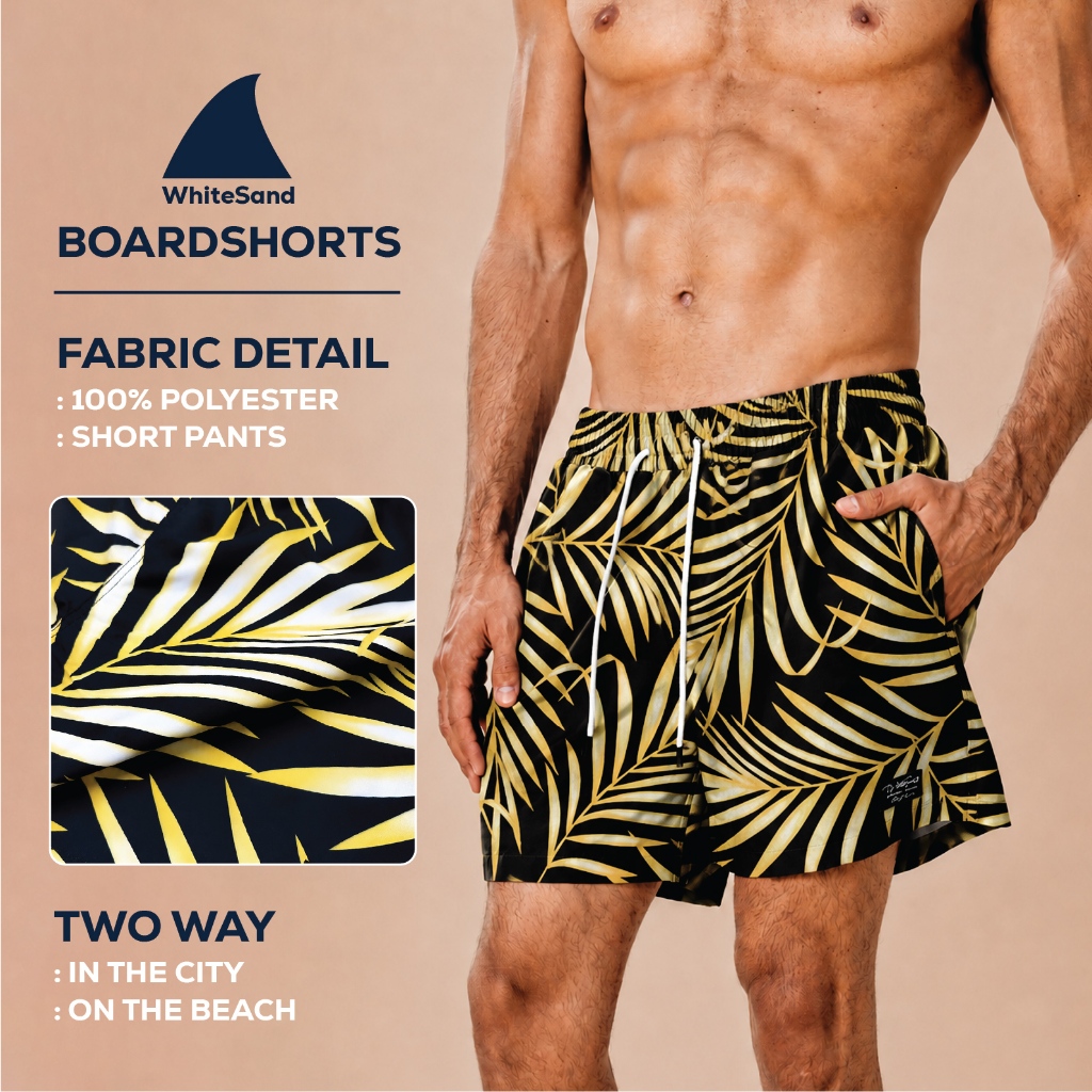 SALE LIMITED STOCK - WhiteSand Boardshorts- Side กางเกงเล่นน้ำผู้ชาย กางเกงชายหาด แห้งไว ใส่เที่ยวทะเล ราคาพิเศษ