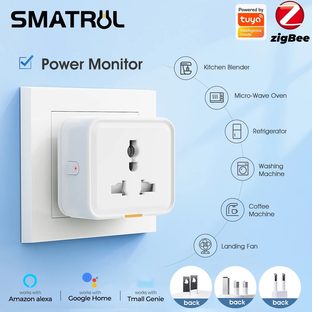 SMATRUL ปลั๊กอัจฉริยะ Zigbee 3.0 Tuya Smart Plug 16A 3500W วัดพลังงานไฟฟ้า Energy Monitor ควบคุมผ่านแอป Smart Life ตั้งเ