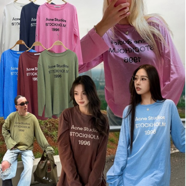 พร้อมส่ง✅เสื้อแขนยาวลายสกรีน AC. เนื้อผ้าสลาฟผสมคอตตอน เกรดนำเข้า ทรงโอเวอร์ไซส์ ใส่สบาย แมตช์กับกางเกงกระโปรงได้หมดค่า