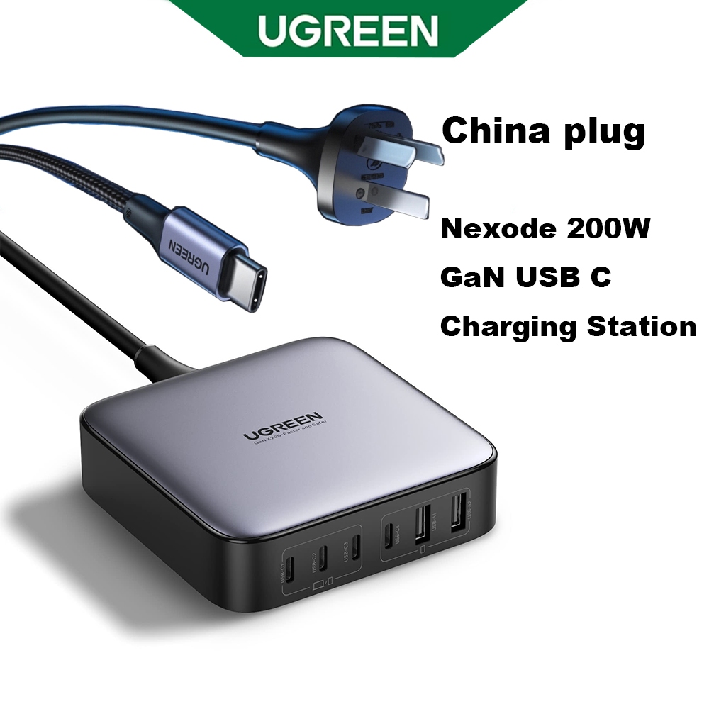 สถานีชาร์จ UGREEN Nexode 200W GaN 6 พอร์ต สำหรับโน้ตบุ๊คและสมาร์ทโฟน