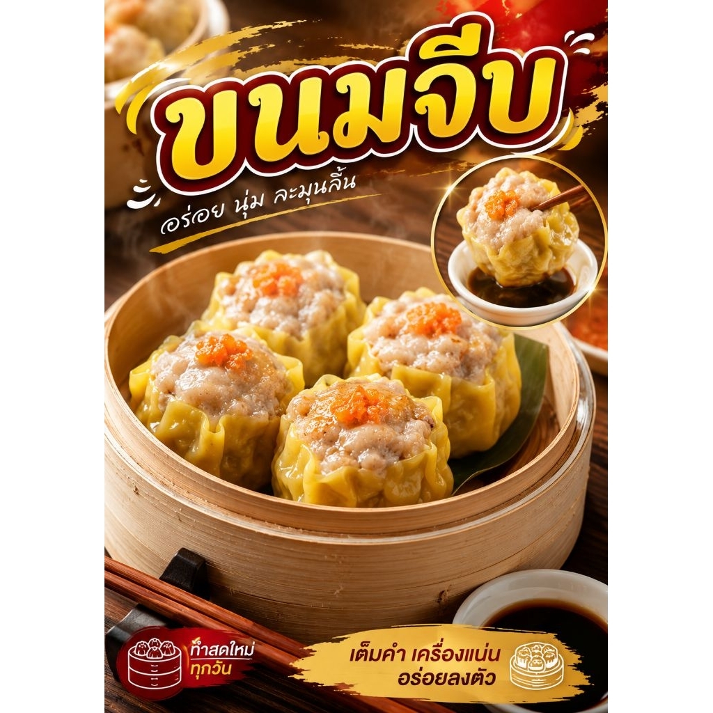 ป้ายขนมจีบ ป้ายตกแต่งร้าน ป้ายขายอาหาร ป้ายขายน้ำ