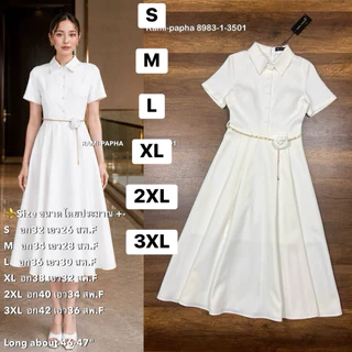 พร้อมส่ง เติม S-XL⚡️ ชุดเดรสสีขาว เรียบหรู สวยหรูโดดเด่น แบบฉบับคนรวย งานบุญ งานบวช ( RM 9153 8947
