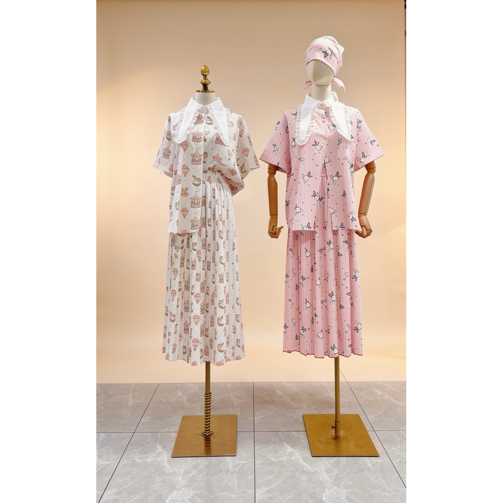 Rabbit Set “ สินค้าใหม่พร้อมส่ง เซตอัดพลีทดีเทลรุ่นนี้เสื้อทำขนาดใหญ่กว่าและตรงปกหูกระต่ายยาวกว่า