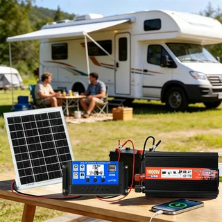 ชุดนอนนา 1000W+ แผงโซล่า 100W+ แบต 12A รุ่น ECON INVERTER แผงจ่ายไฟ พลังแสงอาทิตย์ อุปกรณ์ครบ ไฟมาก ติดตั้งสดวก พร้อมใช้
