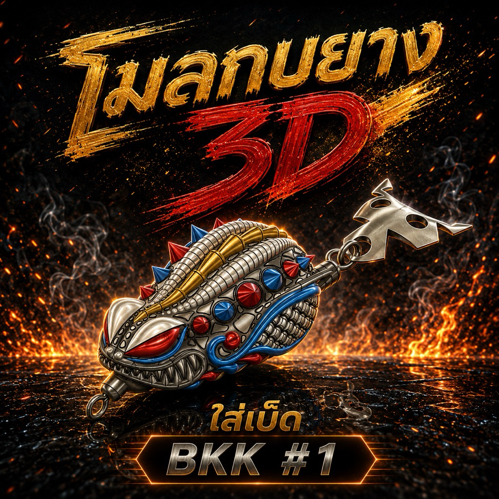 โมลกบยาง 3D ใส่เบ็ดBKK #1 ( 1ชุดมี 5 ชิ้น )