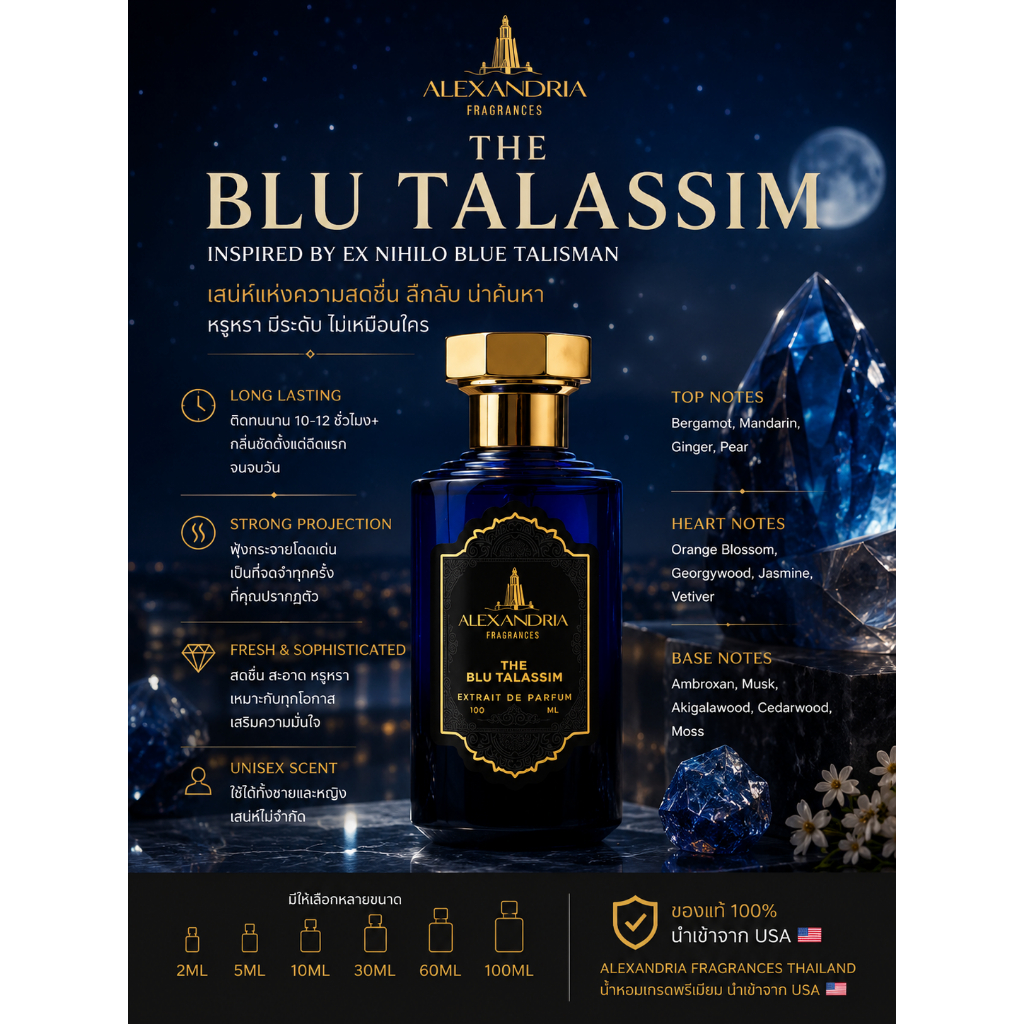 Alexandria Fragrances: The Blu Talassim (Inspired by Blue Talisman by Ex Nihilo) 30-100ml นํ้าหอมขวดใหม่ของแท้