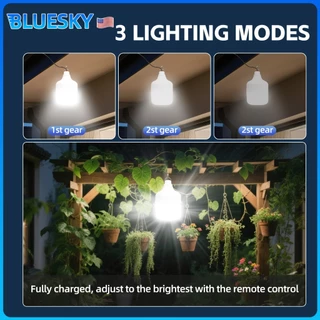Bluesky ซื้อ 1 แถม 1 ไฟโซล่าเซลล์ 100000W หลอดไฟโซล่าเซลล์ solar light ไฟตุ้ม3สี แบตนาน12-48ชั่วโม เปิด-ปิด