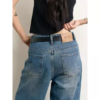 Atipashop - Emily Jeans (#ATP41) กางเกงยีนส์ขายาว ทรงขาตรงกว้าง (Wide Leg) ดีเทลปั๊มนูน ใส่ง่าย พรางหุ่ได้ดี