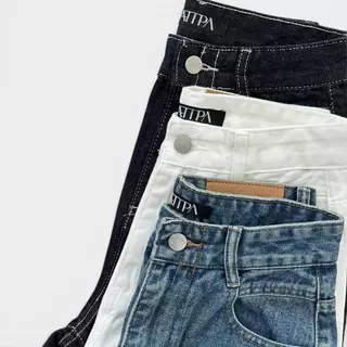 Atipashop - Emily Jeans (#ATP41) กางเกงยีนส์ขายาว ทรงขาตรงกว้าง (Wide Leg) ดีเทลปั๊มนูน ใส่ง่าย พรางหุ่ได้ดี