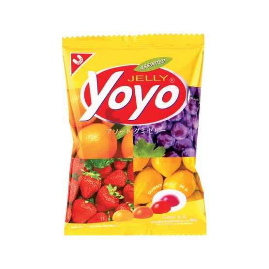 (1ห่อ) YOYO Gummy Jelly โยโย่ เยลลี่กัมมี่ รวมรสผลไม้ องุ่น สตรอว์เบอร์รี ส้ม เลม่อน ขนาด 80 กรัม