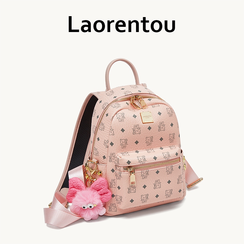LAORENTOU กระเป๋าเป้พิมพ์ลายการ์ตูนพร้อมพวงกุญแจตุ๊กตา เหมาะสำหรับใช้ในชีวิตประจำวัน