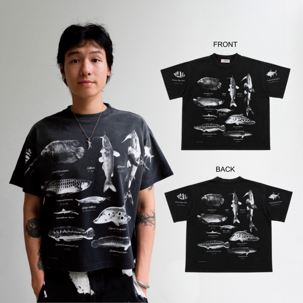 Dear Fisher Folk Fish Tee เสื้อยืดทรง Boxy