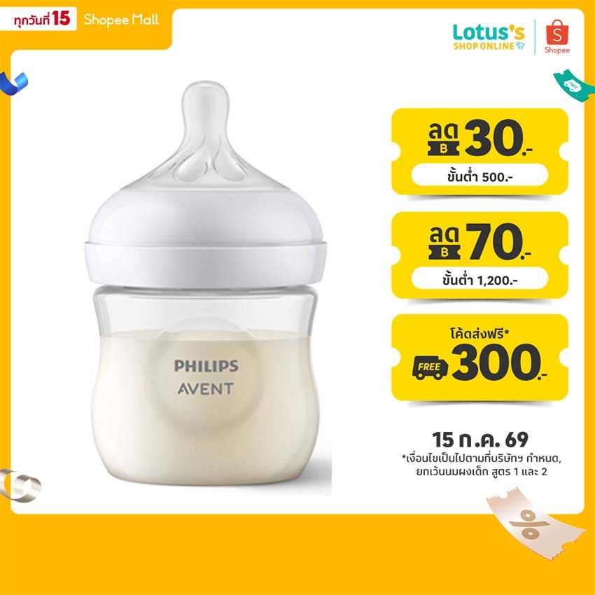 ฟิลิปส์ เอเวนท์ ขวดนม ขนาด 4 ออนซ์  รุ่น SCY900/01/02 PHILIPS AVENT NATURAL FEEDING BOTTLE 4OZ.#SCY900/01/02