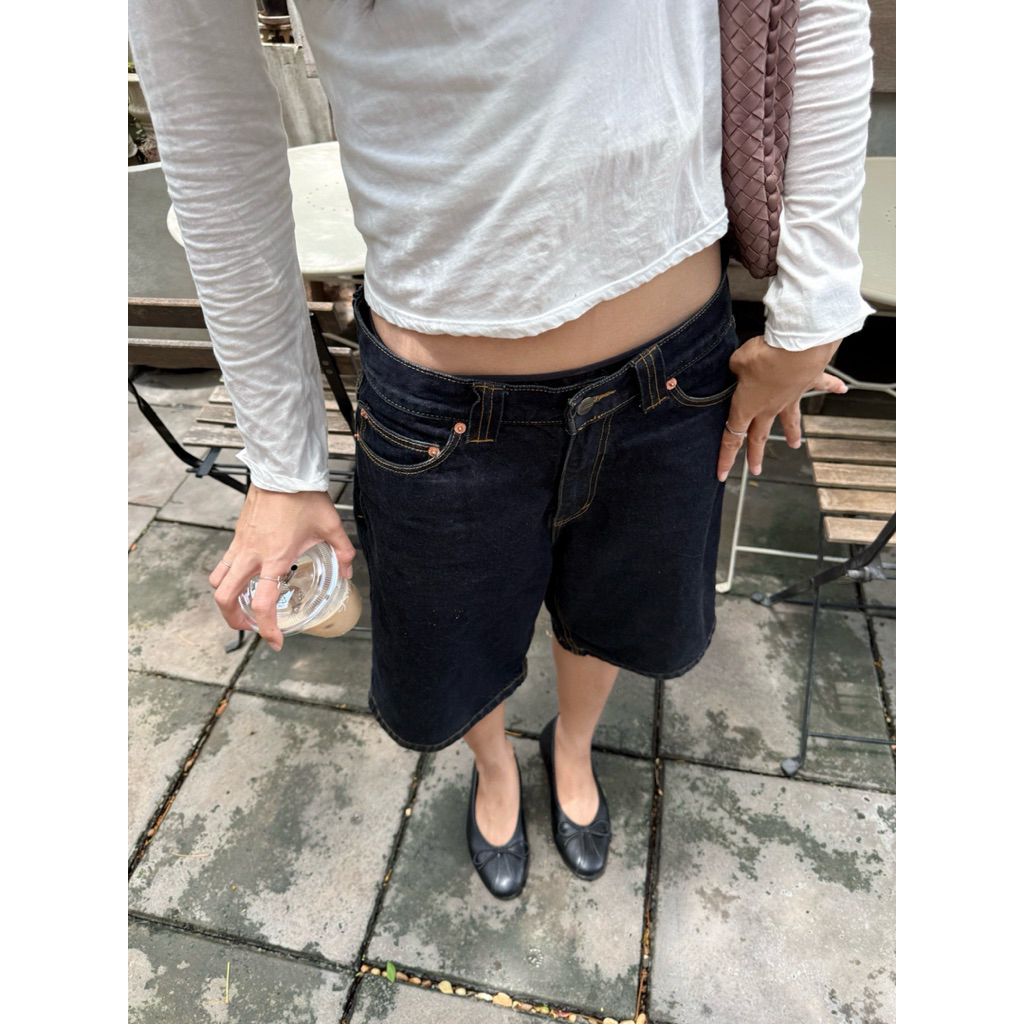 [BLACK LABEL-PAPADON'TCRY] - Jort  Denims กางเกงยีนส์ข้าสั้นทรง Jort ผ้ายีนส์พรีเมี่ยม