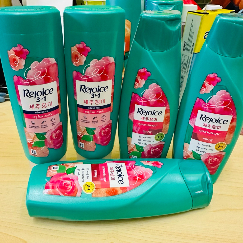 rejoice jeju rose korea gentle rose shampoo conditoner แชมพู รีจอยส์ กุหลาบละมุน 120-125 มล. ครีมนวด