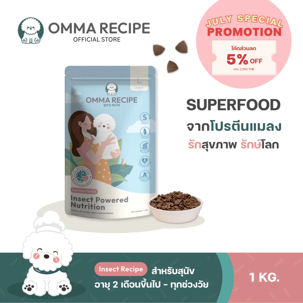 อาหารสุนัข OMMA RECIPE สูตร Insect Nutrition จากโปรตีนแมลง