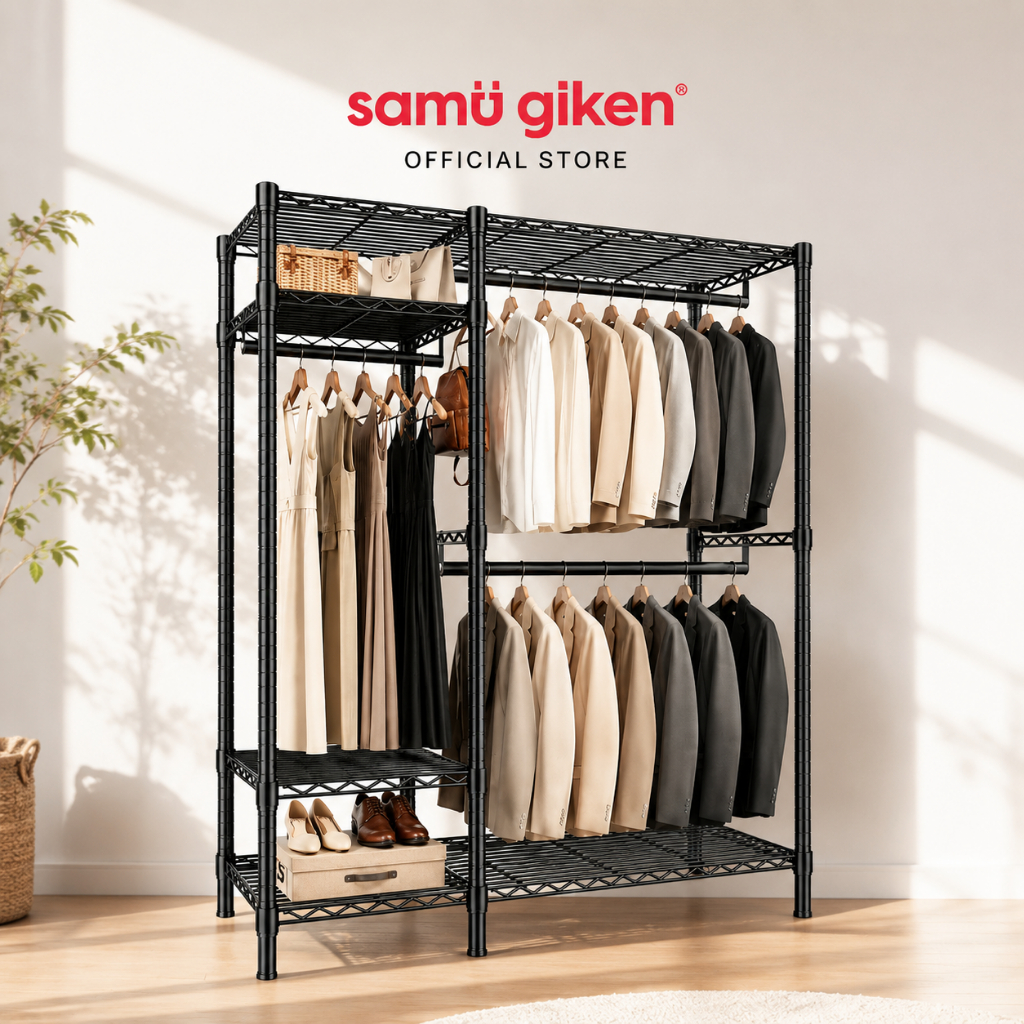 Samu Giken โครงตู้เสื้อผ้า ความสูงปรับได้ ขนาด 114x40x180 ซม. แข็งแรง รับน้ำหนักดี ประกอบง่าย