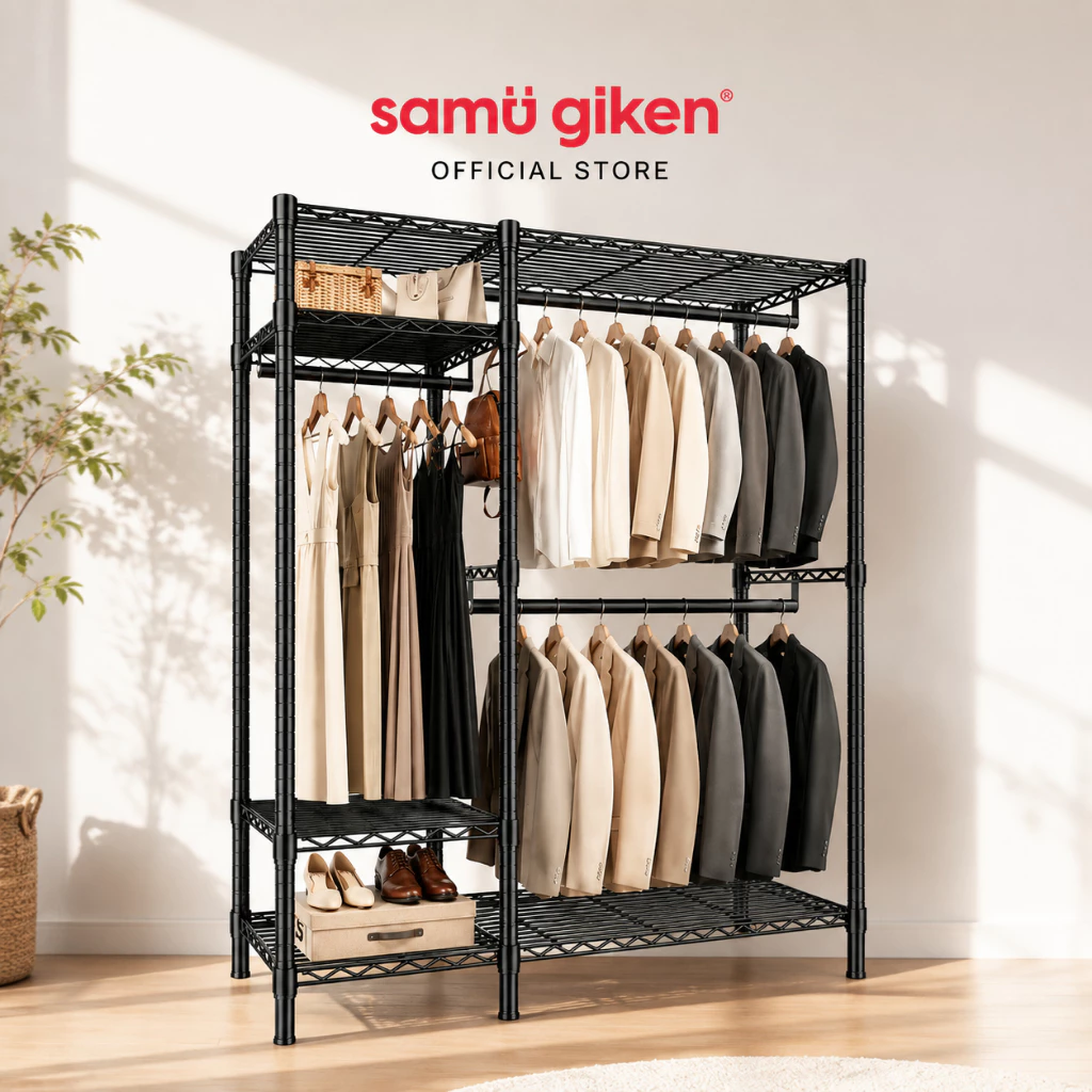 Samu Giken โครงตู้เสื้อผ้า ความสูงปรับได้ ขนาด114x40x180ซม. แข็งแรง รับน้ำหนักดี ประกอบง่าย