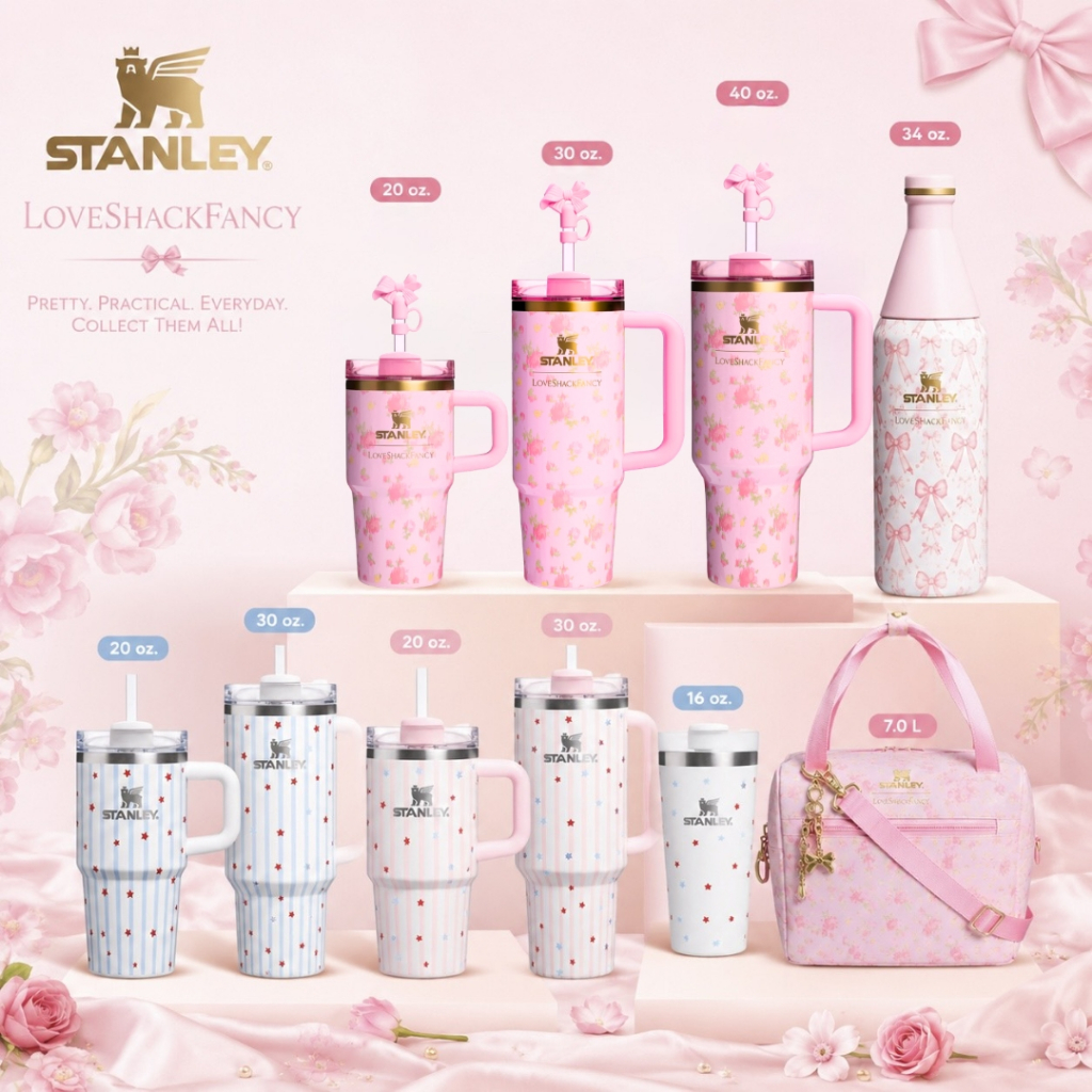 สินค้าพร้อมส่ง นำเข้า 🇺🇸 ✨🌷Stanley 1913 x LoveShackFancy รุ่นลิมิเต็ดอิดิชั่น ‼ รวมความแข็งแรงทนทานของแก้ว Stanley 🌸🌼