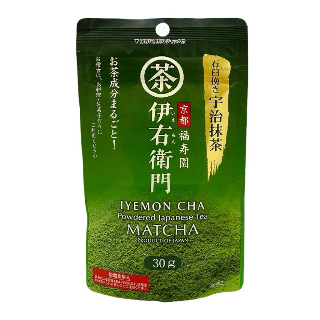 iyemon cha Uji Matcha powder  ชาเขียวญี่ปุ่นชนิดผง  30 กรัม ชาเขียว อุจิ มัทฉะบดหินอิเยมอนของเมือง อ