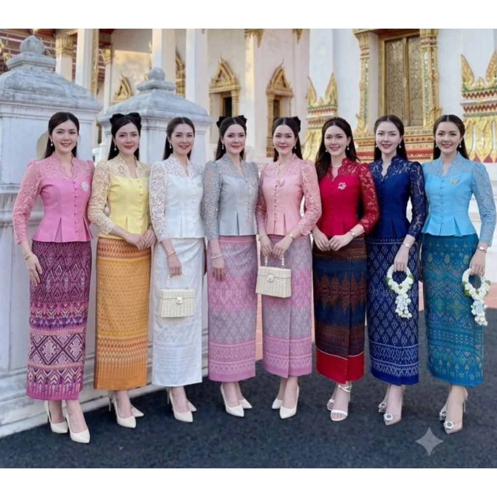 เสื้อไหมสี่เส้นแต่งลูกไม้ รหัส E