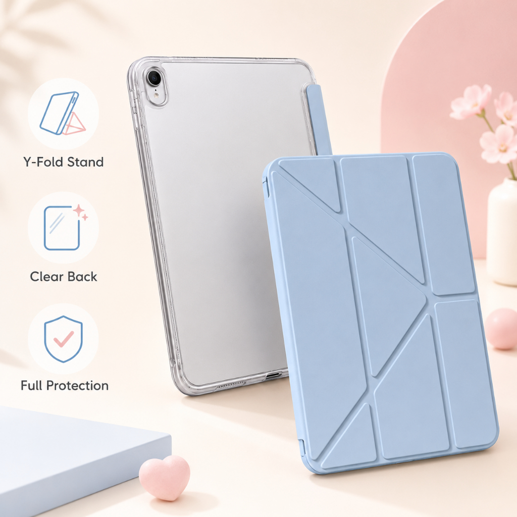 【พร้อมส่ง】เคส iPad ใสบาง กันกระแทก กันรอยมุม พับตั้งได้ ชาร์จปากกา Air4/5/6 iPad7/8 Mini6