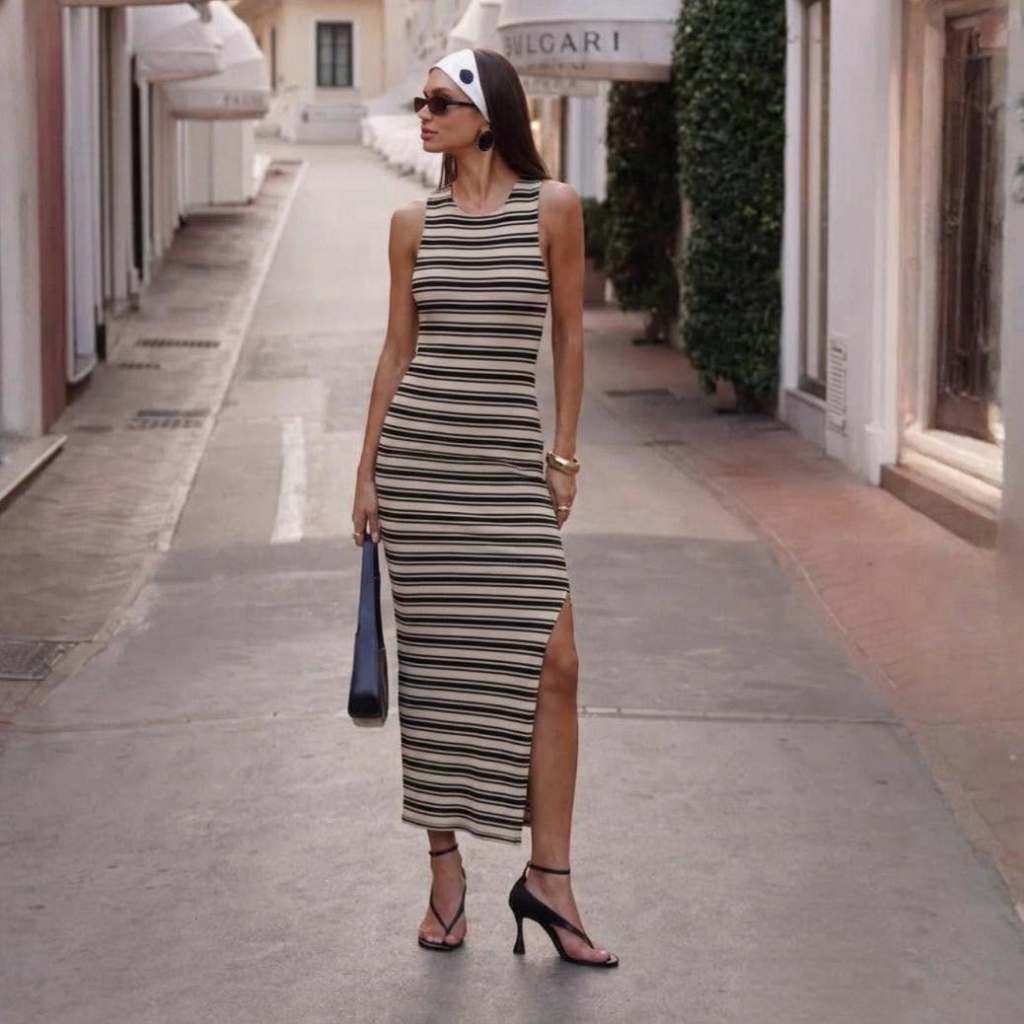 88 OUTLET PRIMARK Paula Echevarría Sleeveless Bodycon Midaxi Dress ชุดเดรสยาวคอกลมแขนกุดผ่าข้างชายกระโปรง