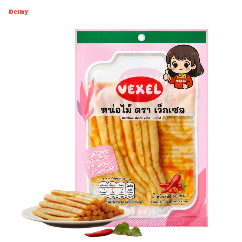 เซ็ท 1 ห่อ หน่อไม้กรอบ หม่าล่า ตราเดมี่ เคี้ยวเพลิน เผ็ดชาโดนใจสายแซ่บ (1 ห่อขนาด 60 กรัม)