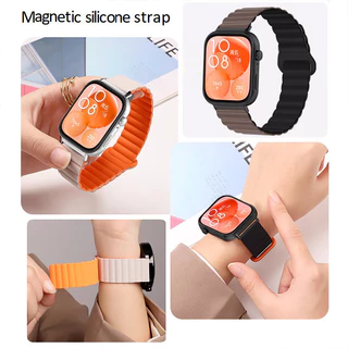 【สาย+ฟิล์ม】สายซิลิโคนแม่เหล็กสําหรับ Huawei Watch Fit3/Fit 4/Fit4 Pro/Fit 5/Fit 5 Pro สาย สร้อยข้อมือสายรัดข้อมือนาฬิกา
