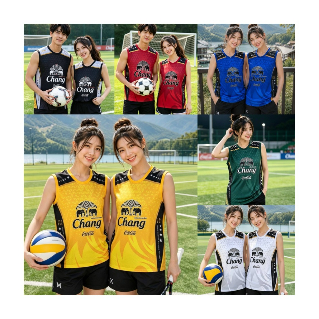 Chang เสื้อกีฬาแขนกุด พิมพ์ลายช้าง ขนาดM-3XL เนื้อผ้าผ้าไมโครระบายอากาศดีแห้งไว้ สวมใส่สบาย ทรงสปอร์ต ใส่ได้ทั้งชายหญิง