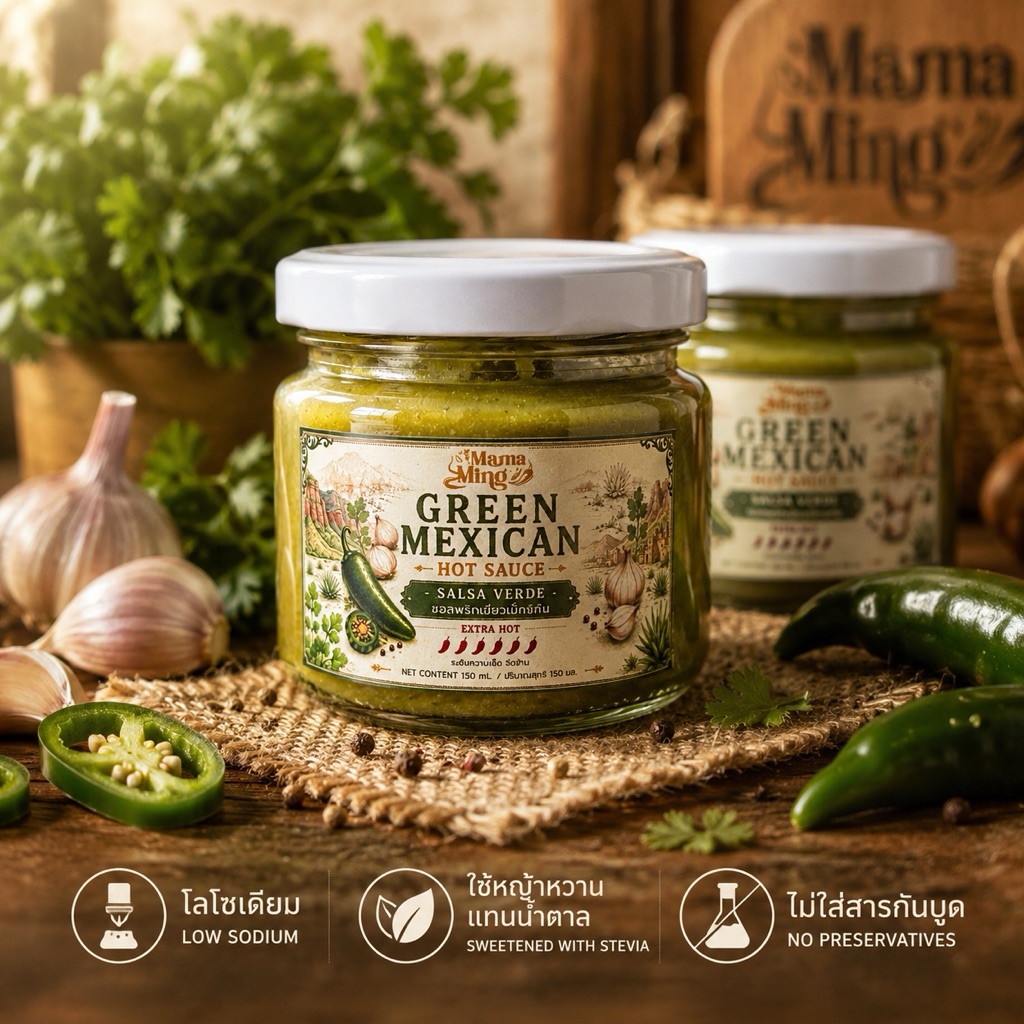 Jalapeños Green pepper Mexican Hot Sauce (Salsa Verde) ซอสพริกเขียวเม็กซิกันโฮมเมด สูตรเผ็ดจัดจ้าน ข