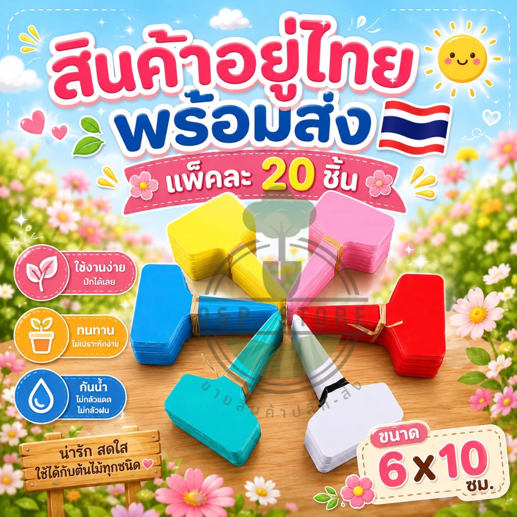ป้ายต้นไม้พลาสติก หนา 0.5 มม. แพ็คละ 20 ชิ้น (พร้อมส่ง) peatoil