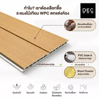 ไม้ระแนงเทียม WPC ลอนเรียบร่องตื้น 100/200ซม. Wall Panel กรุผนัง กันชื้น กันปลวก (ยกลัง12แผ่น)