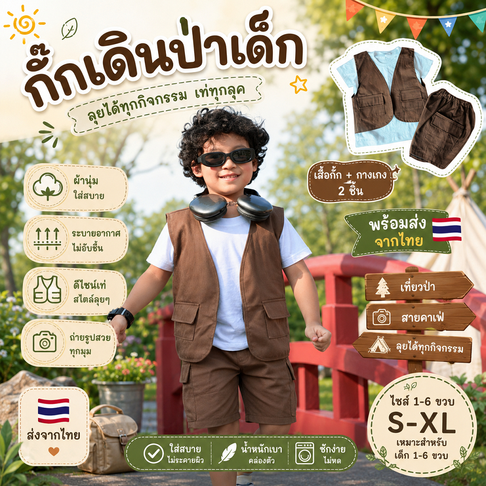 เอี๊ยมเด็ก 3 ส่วน สีสด ผ้าฝ้าย สไตล์เกาหลี ใส่ได้ทั้งชายหญิง พร้อมส่งไทย
