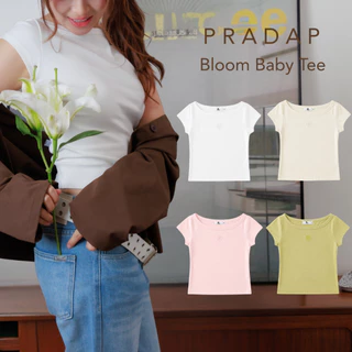PRADAP_BRAND | Bloom Baby Tee เสื้อ Baby Tee ปักดอกไม้ ผ้ายืดนุ่ม ทรงพอดีตัว มินิมอล