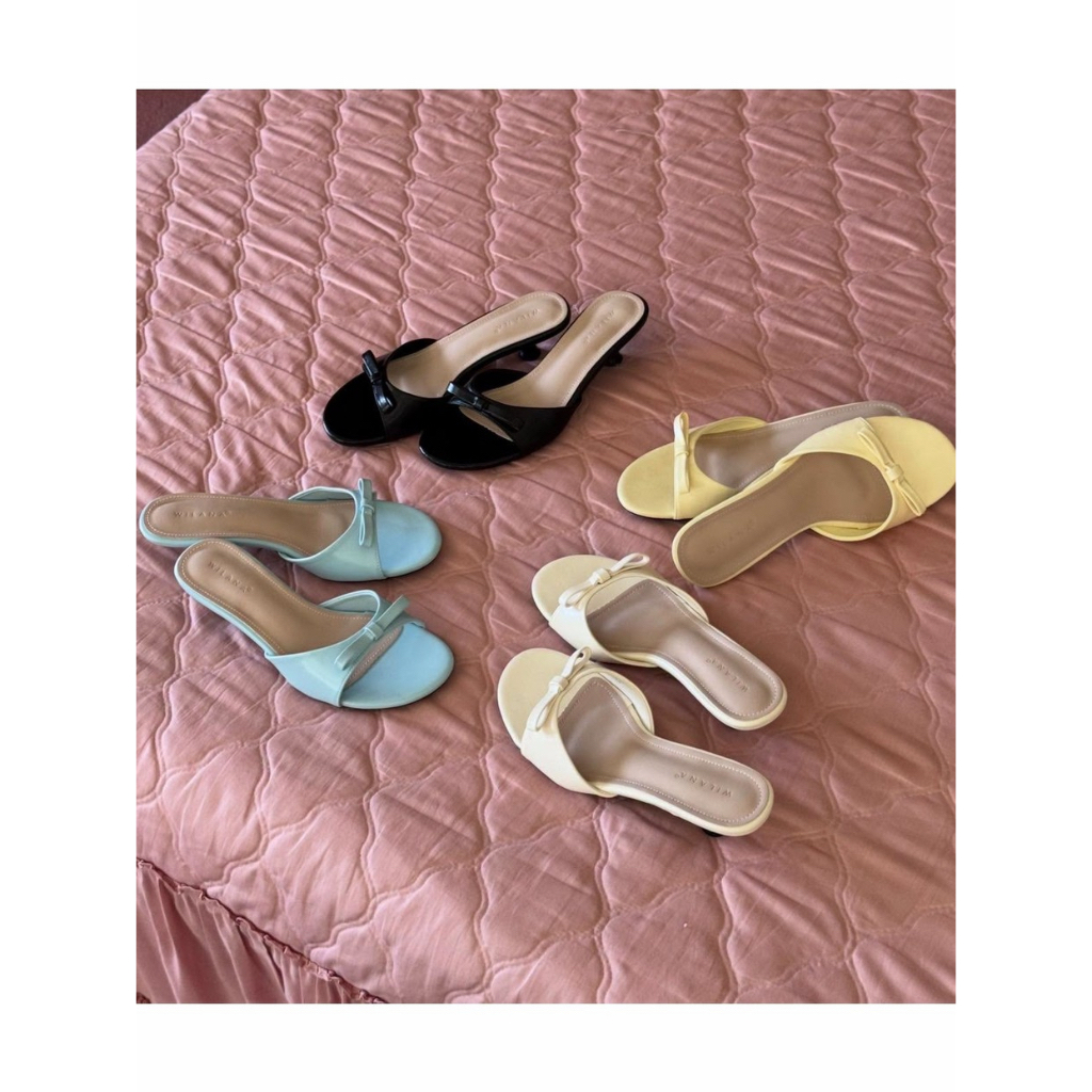 25twentyfives - รุ่น Y-82 wilana รองเท้าส้นคิทเท่นโบว์มินิมอล สีพาสเทลละมุน