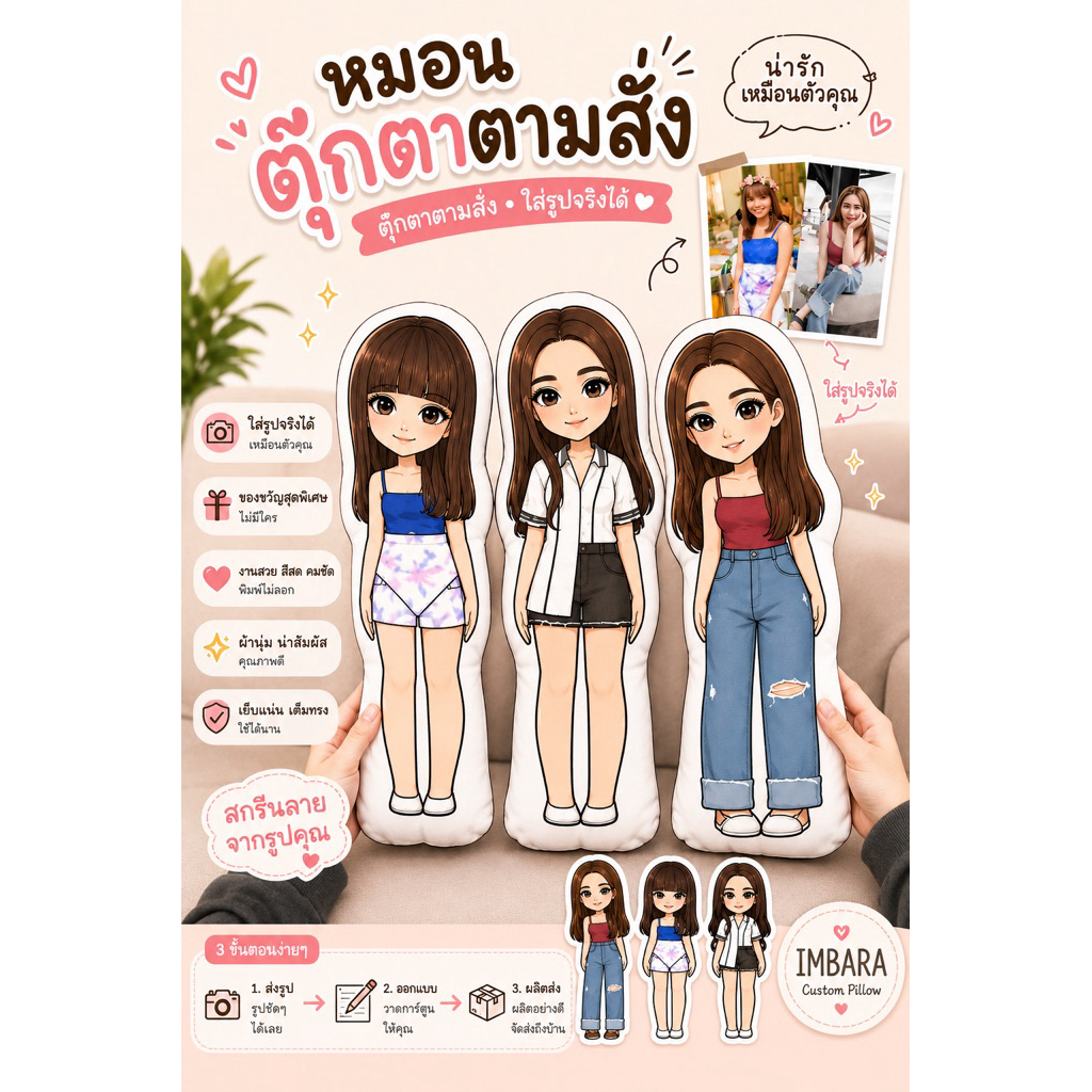 ของขวัญ ตุ๊กตาสกรีน ตุ๊กตาตามสั่ง วาดพร้อมสกรีน หมอน