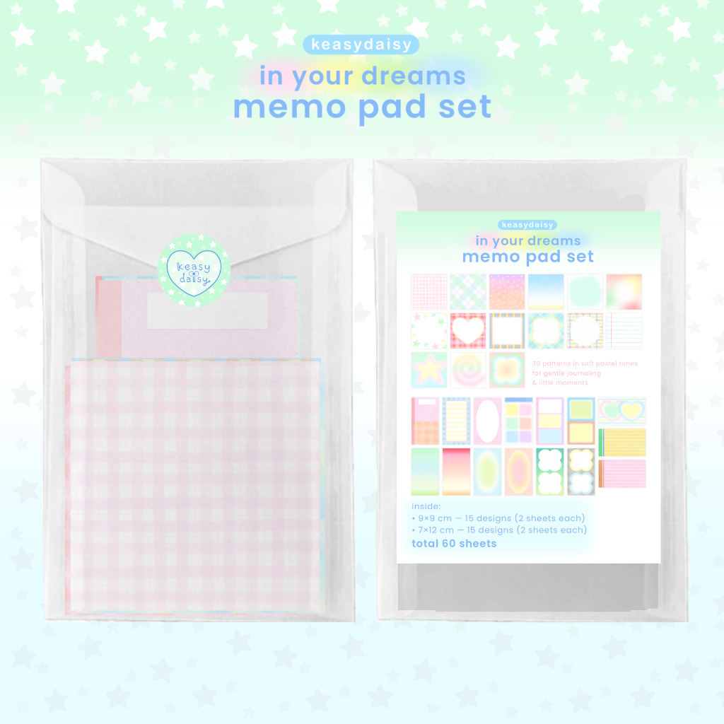 ☁️ เซตกระดาษโน้ตลายแพทเทิร์นความฝัน ♡ in your dreams — memo pad set (60 sheets)