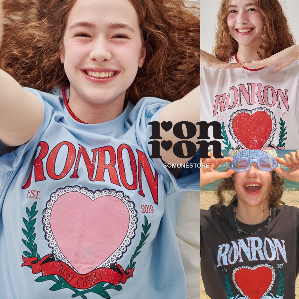 𝗥𝗲𝗮𝗱𝘆 𝘁𝗼 𝗦𝗵𝗶𝗽 Ronron Heart Laurel Over Fit Tshirt 3 Color