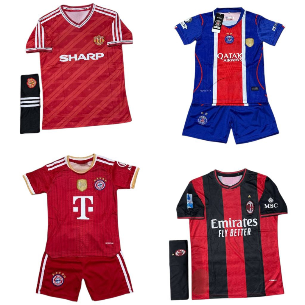 ชุดกีฬาเด็ก (เสื้อ+กางเกง) 2-12 ปี ผ้าใส่สบาย แห้งง่าย