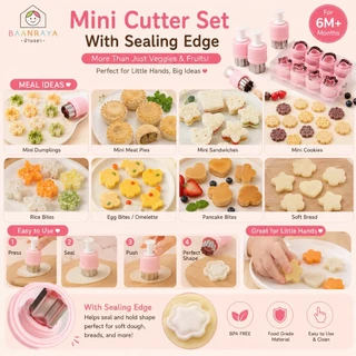 🏆 🌸ตัวช่วยลูกทานผักผลไม้🌷🥟แม่พิมพ์กดอาหารเด็ก สีชมพู มีที่กด Mini Food Cutter ตัดเกี๊ยว ขนมปัง ขอบซีล DIY BLW Baan Raya