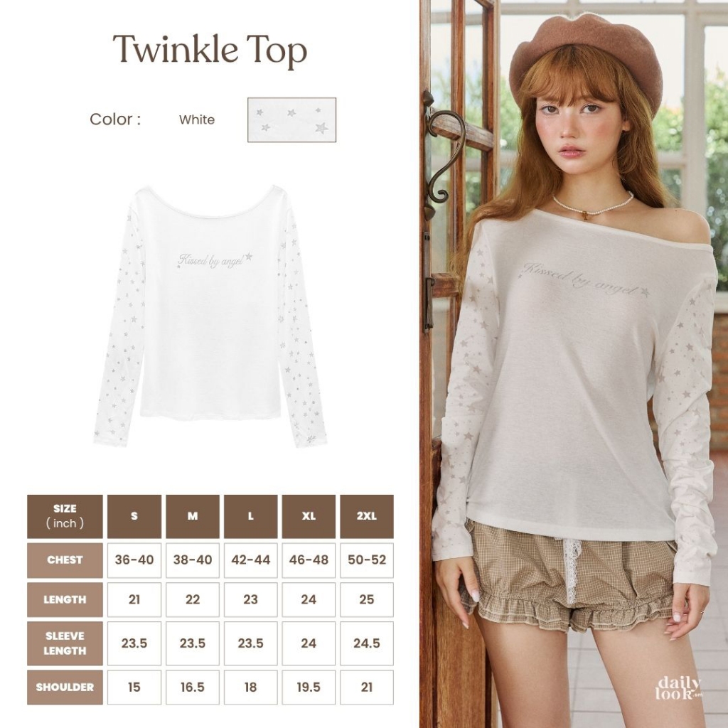 DAILYLOOK.SM --- Twinkle top เสื้อแขนยาวผ้าสลาฟ เนื้อผ้าบางเบาใส่สบาย