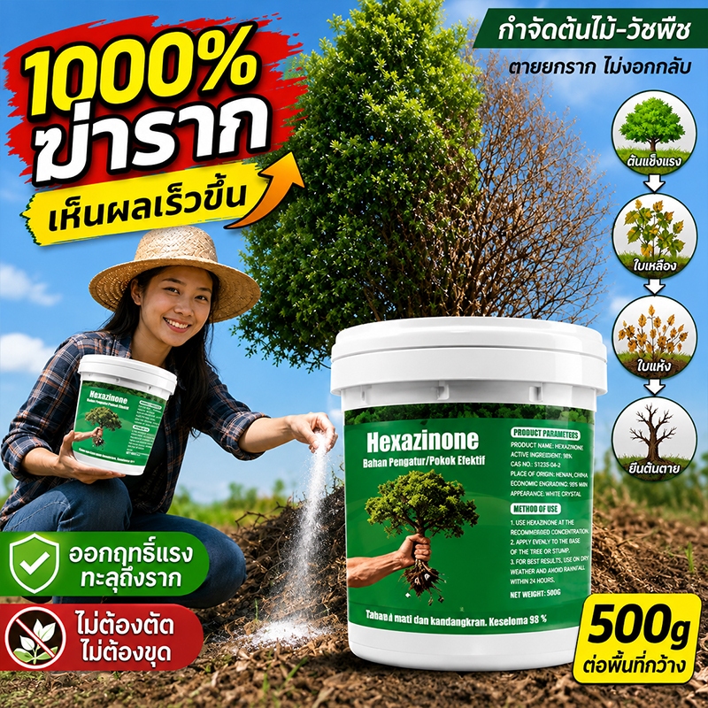 【5 เท่า】กำจัดวัชพืช 500g ยาฆ่าตอไม้ ตรงไปที่ราก ยาฆ่าตอไม้ ไม่เป็นอันตรายต่อดินกำจัดต้นไม้กำจัดวัชพืชกำจัดไม้ไผ่