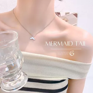 GLAMOR✨สร้อยเงินเเท้ Mermaid Tail สร้อยคอรูปหางปลาเปลือกหอยสีขาว ทำให้ผิวขาว เรียบหรูทำงาน