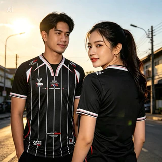 เสื้อกีฬาเข้าใหม่คอวาย พิมพ์ลายแฟชั่น ใส่ได้ทุกเพศ