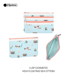 Lesportsac 3 Zip Cosmetic Bag กระเป๋าสตางค์ใบเล็ก กระเป๋าเครื่องสำอาง Style 7158