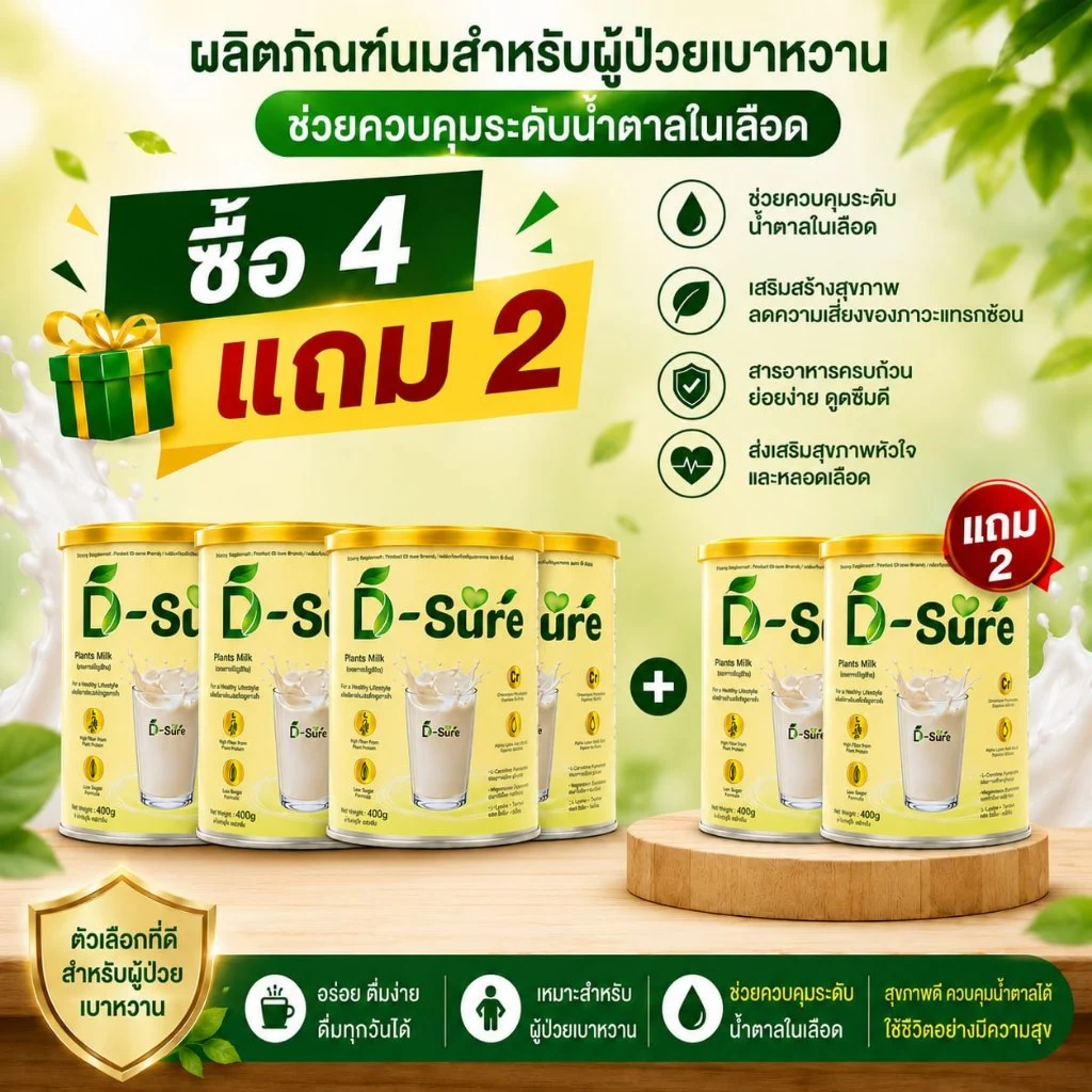 ซื้อ 3 แถม 1 D-Sure Gold ช่วยควบคุมระดับน้ำตาลในเลือด