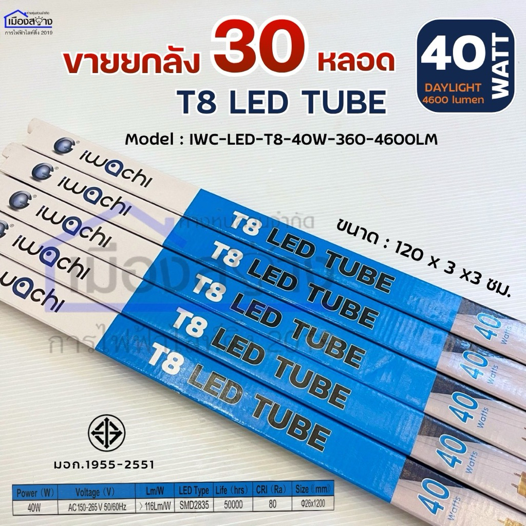 หลอดนีออนแอลอีดี T8 LED TUBE 40W iwachi
